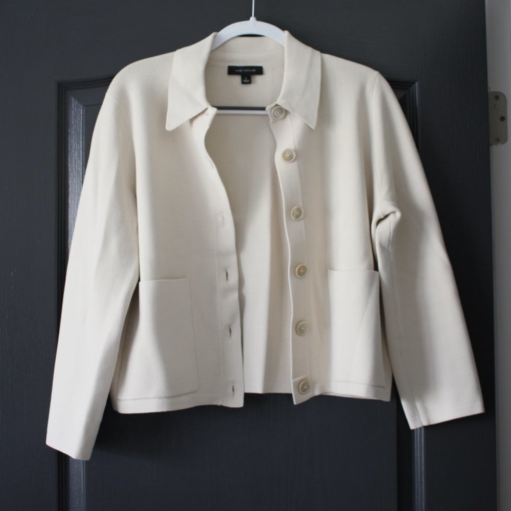 NWOT Ann Taylor Cream Knit Cardigan